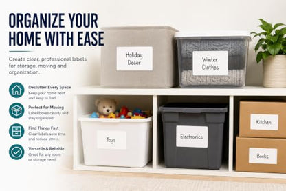 Veritack™ 250, Large Removable Labels for Bins, 4" x 6", Easy to Write, No Residue, for Storage Containers, Garage, Pantry, Closet & Home Organization, Moisture Resistant, Freezer & Refrigerator Safe