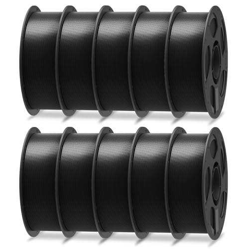 ANYCUBIC PLA Plus (PLA+), 3D Printer Filament 1.75mm Bundle, High Toughness, Dimensional Accuracy +/- 0.02mm, Print with Most FDM 3D Printers, 10 Pack 1KG Reusable Spool Black - color: 10kg Pla+ Black