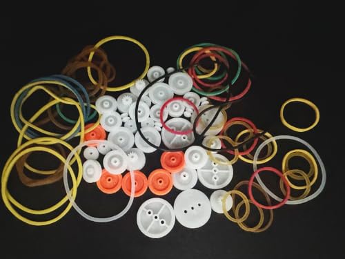 84PCS Belt Pulley Set 2MM Hole Plastic Belt Pulley with Rubber Band for DIY Model Toy RC Car Robot Airplane Accessories
