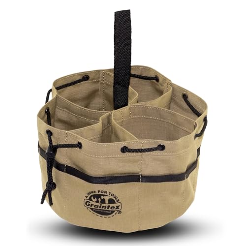 Graintex GB2897 18 Pockets Grab Bag Khaki Color Rip-Stop Canvas Drawstring Closure, Small Parts Organizer Bag, Parachute for Screws, Tools, - color: Khaki