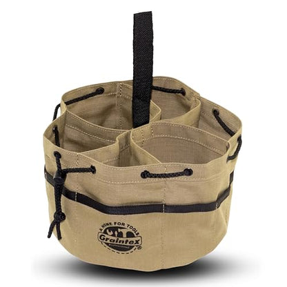 Graintex GB2897 18 Pockets Grab Bag Khaki Color Rip-Stop Canvas Drawstring Closure, Small Parts Organizer Bag, Parachute for Screws, Tools, - color: Khaki
