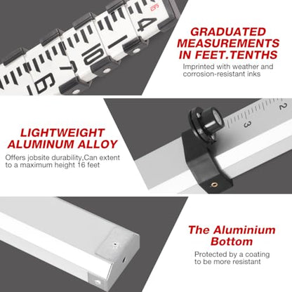 Aluminum Grade Rod, 16 ft, 5 Sections, 10ths Scale - size: 16FOOT 10TH