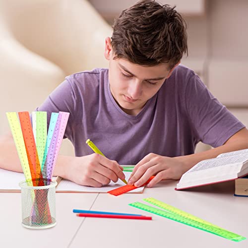 Fumete 300 Pack 12 Inch Plastic Rulers Bulk for Classroom Back to School
