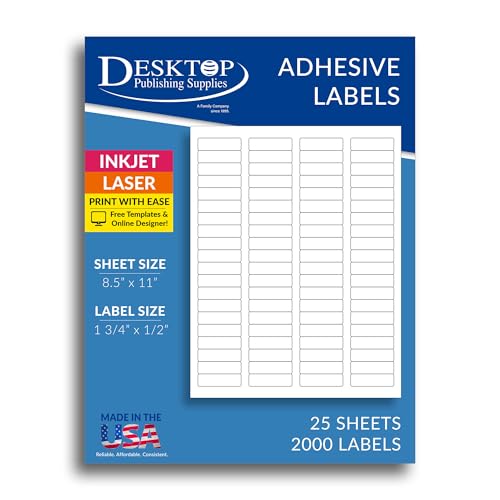 White Removable Return Address Labels 1.75" x 0.5" - 2000 Labels - size: 1.75 x 0.5 inches