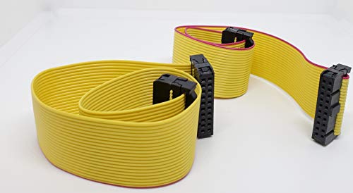 PC Accessories - Connectors Pro 20P 28cm 10 Inches Length 2-Pack Yellow Flat Ribbon Cable with 2.54mm FC 20 Pins 2x10 Female to Female Connector (20P-28cm-2PK) - size: 20P-28cm-2PK