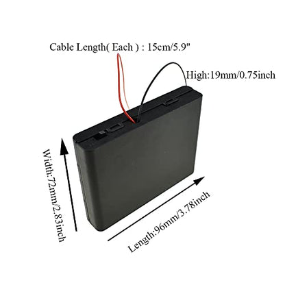 HAHIYO 9V 6AA Battery Holder Bundle with Wire Sturdy Cover Flexible Springs Contact Build-in Switch Batteries Black Case Easy Install 2 Pieces for Wall Clocks Ham Radio Kids Toys - style: 6AA-2P