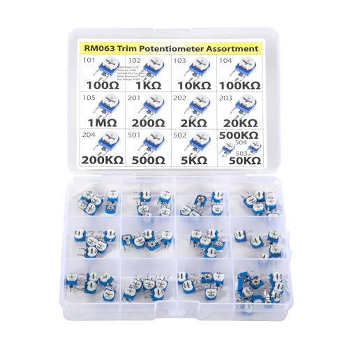 Trim Trimmer Potentiometer Assortment RM065, 3296W, 3362P, RM063 All 100Ω 1K 10K 100K 1M 200Ω 2K 20K 200K 500Ω 5K 50K