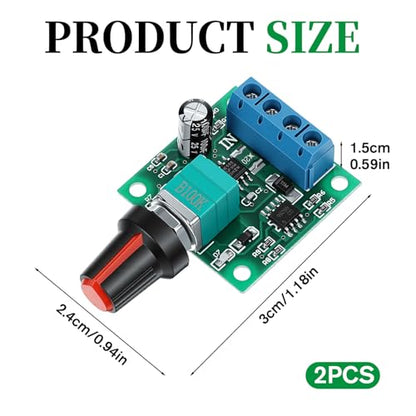 2 Pcs DC Mini Motor PWM Speed Controller, PWM Low-Voltage Motor Speed Controllers, Adjustable Driver Switch with Control Knob 1.8V 3V 5V 6V 12V 2A 1803BK 1803B
