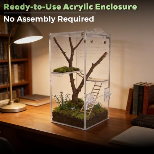 Jumping Spider Enclosure 4" x 4" x 8" Fully Assembled Acrylic Habitat Kit