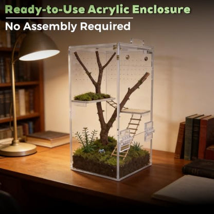 Jumping Spider Enclosure 4" x 4" x 8" Fully Assembled Acrylic Habitat Kit