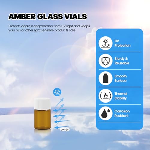 12PCS 2ml Amber Glass Small Vials with White Screw Caps & Plastic Stoppers - color: AMBER, size: 2ml