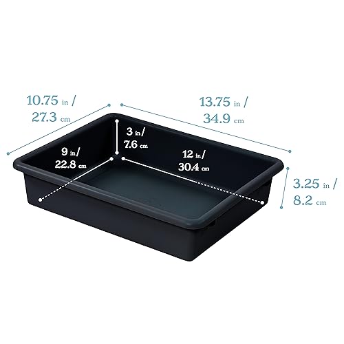 ECR4Kids Letter Size Plastic Tray Organizer with Lids, Small, Storage Bins, Black, 10-Piece - color: Black