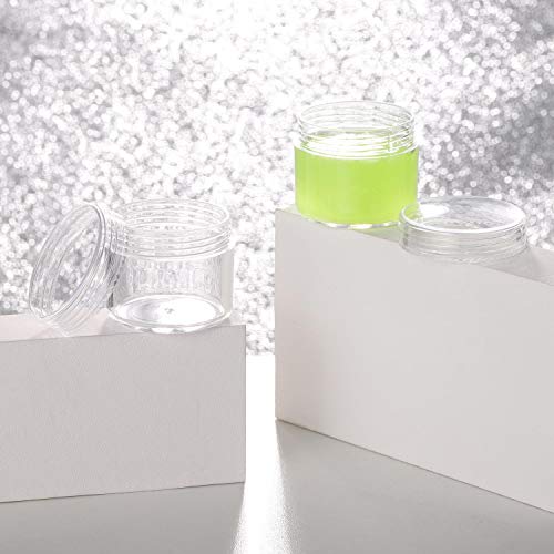 100 Count Clear Plastic Sample Containers 20g Empty Jars Cosmetic Containers with Lids Leak Proof Lip Balm Containers - color: Clear, size: 20g (100 Count)