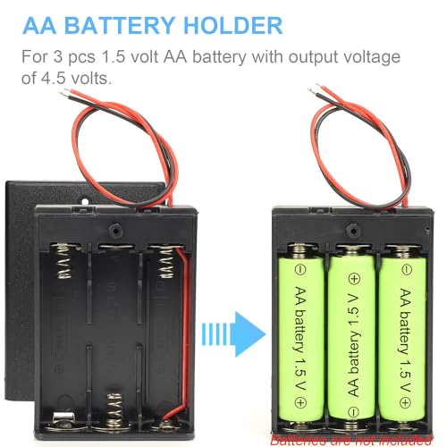 AA Battery Holder, 2 Pack 3 AA Battery Holder with Leads, with Switch, (3x1.5 Volt) 4.5V AA Battery Pack Box Holder (3 AA Battery Holder with Leads)