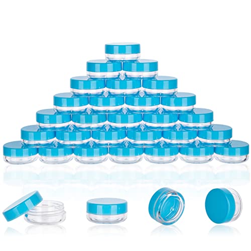 3 Gram Sample Containers 100 Count Empty Lip Balm Containers with Labels - color: Blue