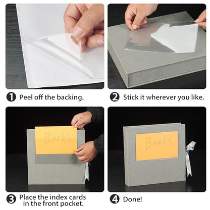 TOTiyea 50 Pack Clear Adhesive Pockets for Index Card 5" x 8" Top Loading - size: 5'' x 8'', style: 50 Pack