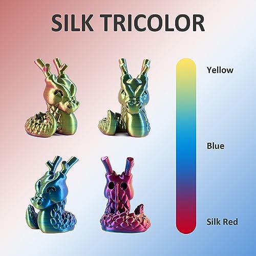 Geeetech 3D Printer Silk PLA Tri-Color Filament, Metal-Like Shiny Silk Filament 1.75mm 1kg (2.2lbs) Spool, Dimensional Accuracy +/- 0.02 mm, Tri-Color Red Yellow Blue - color: 1kg Triple Color Red-yellow-blue