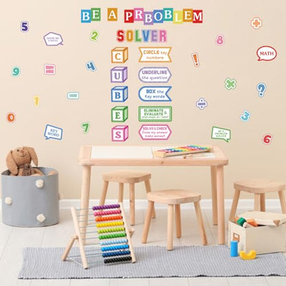LHIUEM Mathematics Quotes Wall Decals Colorful Math Classroom Wall Sticker - color: Solver