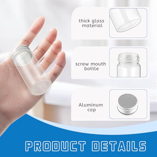 40 Pack 30ml/1oz Glass Vials With Aluminum Screw Caps Empty Sample Bottles Container Small Glass Jars For DIY Cosmetics Art Craft Decor Jewelry Storage 30mmx70mm