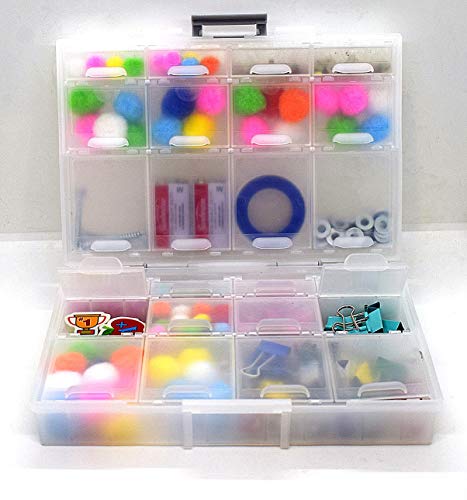 AideTek half transparent BOX-ALL-24 small parts beads stationery jewelry box organizer for sorted parts 3 sizes 24 compartments with lid - style: BOXALL24