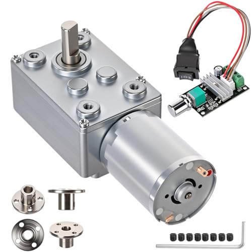 Copkim 6 Pack 12V 12rpm DC Turbo Worm Geared Motor Jsx69-370 and 6mm Flange Coupling Connector Rigid Flange Coupling and Pwm Speed Controllers for DIY Robotics Automation Smart Devices