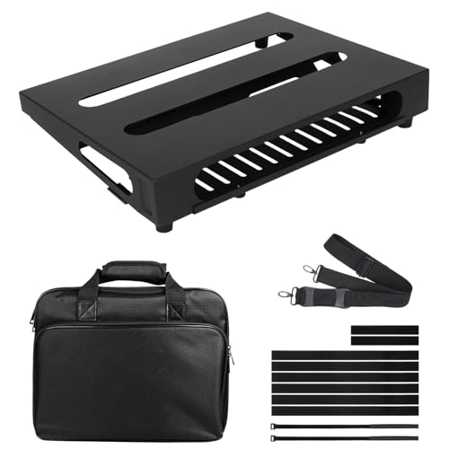 14" x 10.6" Guitar Pedal Board with Power Supply Tray - color: Black, size: 14" x 10.6"