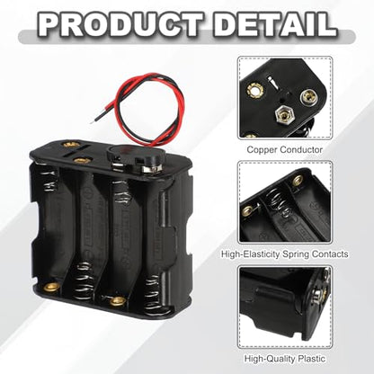 MECCANIXITY 6Pcs 8 x 1.5V AA Battery Holder with 9V T Type Snap Connector