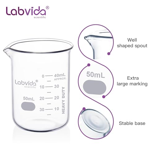 12pcs 50ml Upgrated Thick Glass Beakers, Shot Glass Beaker set, 3.3 Boro Griffin Low Form, Double Scale, LVA003 - style: 12pcs of Vol.50ml