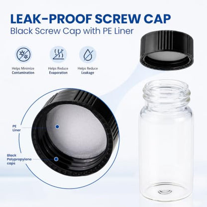 ALWSCI 1OZ Glass Vials, Small Liquid Sample Vial, 30 ml Borosilicate Glass Empty Vials with Caps, 24-400 Black Screw Caps with PE Liner, Pack of 100 - size: 30ML27.5x84mm Glass vials with screw caps