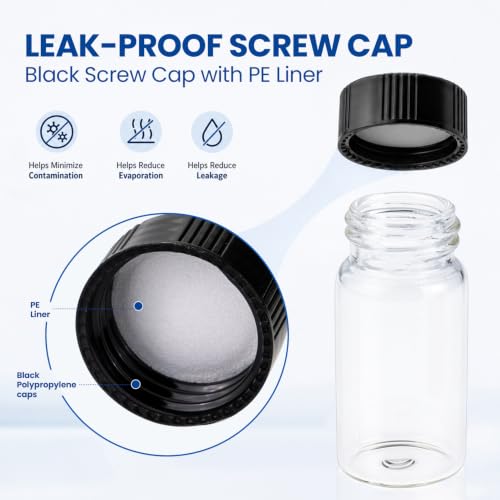 ALWSCI 1OZ Glass Vials, Small Liquid Sample Vial, 30 ml Borosilicate Glass Empty Vials with Caps, 24-400 Black Screw Caps with PE Liner, Pack of 100 - size: 30ML27.5x84mm Glass vials with screw caps