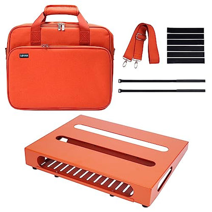 14" x 10.6" Guitar Pedal Board with Power Supply Tray - color: Orange, size: 14" x 10.6"