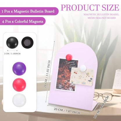 PATIKIL Magnetic Bulletin Board Pink W/ 4 Colorful Magnets 1Pcs - color: Pink/Colorful