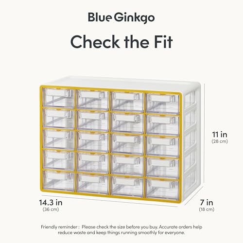Blue Ginkgo 20-Drawer Storage Cabinet Organizer, Yellow, Made in Korea - color: YELLOW, size: 20 Drawer