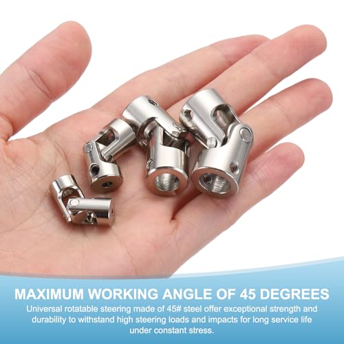 MECCANIXITY 2pcs Universal Joint Shaft Coupling, 3.17mm to 3.17mm Inner Dia Rotatable Steering Shaft U Joints Coupler with Screws for RC Car, Robot, Boat Drive Ship Motor Use - size: 3.17mm to 3.17mm