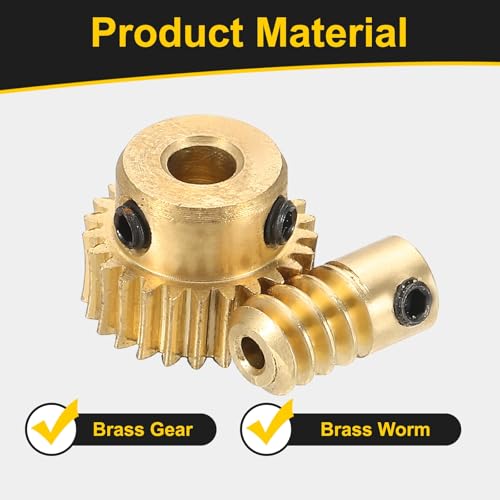 uxcell Worm Gear Set Right Rotation 25T 0.5 Module 1:25 Reduction Rate - size: Gear-4mm, Rod-2mm Bore, style: 0.5M-25T