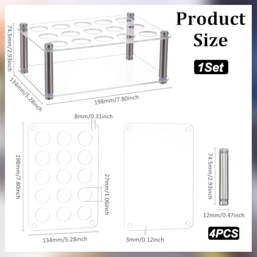 UNICRAFTALE 1 Set 15-Holes Acrylic Test Tube Holder Rack Lab Supplies Rectangle Clear Test Tube Rack Round Holes Test Tube Holder Hole 8mm for Test Tubes Chemistry Laboratory 7.8x5.28x2.93 Inch - size: 19.8x13.4x7.45cm