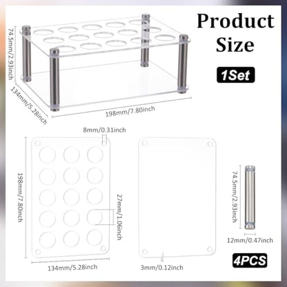 UNICRAFTALE 1 Set 15-Holes Acrylic Test Tube Holder Rack Lab Supplies Rectangle Clear Test Tube Rack Round Holes Test Tube Holder Hole 8mm for Test Tubes Chemistry Laboratory 7.8x5.28x2.93 Inch - size: 19.8x13.4x7.45cm