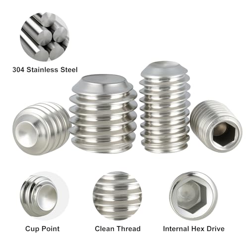 Set Screw Assortment Kit 510PCS, 13 Sizes Metric Set Screws M3 M4 M5 M6 M8 Socket Screw Kit 304 Stainless Steel for Bathroom Fixtures Door Handles - size: SS Metric 510PCS