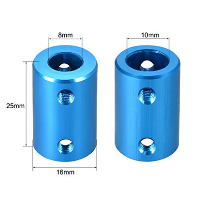 uxcell 8mm to 10mm Bore Rigid Coupling Set Screw L25XD16 Aluminum Alloy,Shaft Coupler Connector,Motor Accessories,Blue - size: 8mm to 10mm