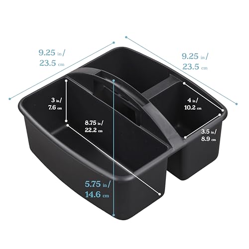 ECR4Kids 3-Compartment Small Storage Caddy Organizer, 6-Pack, Black - color: Black