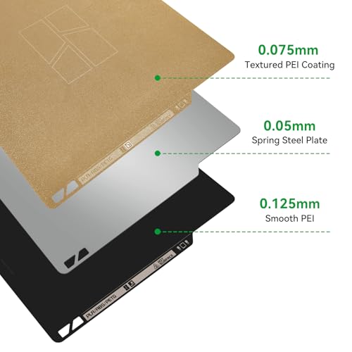 Bamboo Original Dual-Sided Textured/Smooth PEI Build Plate for Bambu Lab X1C/X1/X1E/ P1P/P1S/A1 3D Printer, Double Sided PEI Spring Sheel Print Bed Removable Surface Platform 257x257mm - style: Dual-Sided Textured/Smooth PEI