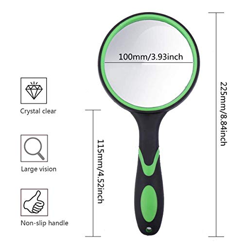 Rongon 10X Handheld Magnifying Glass, 2PCS 100MM Large Reading Magnifier - color: Orange/Green