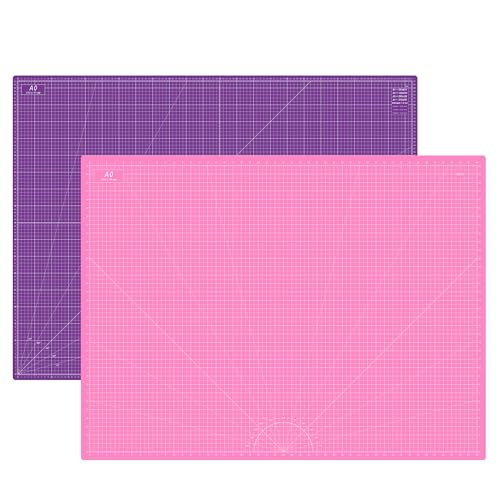 Headley Tools Thickened 36 x 48 Inch Self Healing Sewing Cutting Mat, A0 Rotary Cutting Sewing Mat for Crafts, Double Sided 5-Ply Table Cutting Board for Fabric Quilting Leather Hobby, Pink/Purple - color: Pink/Dark Purple, size: 48"L x 36"W