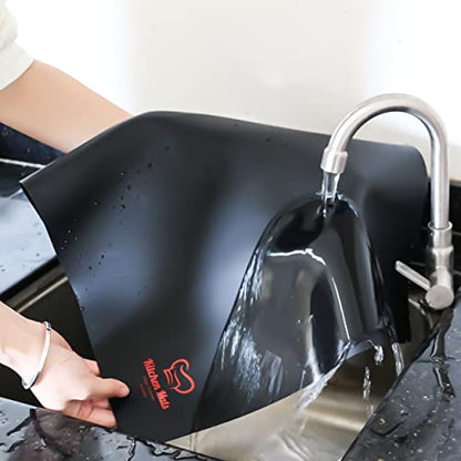 Large Black Heat Resistant Mat For Kitchen Countertop, 23"x15" - color: Black