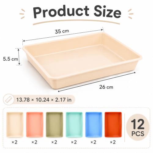 Defresit 12 Pcs Letter Size Flat Storage Paper Trays for Classroom - color: Vintage