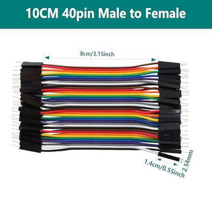 40pcs 10cm Dupont Wire Male to Male 40pin Breadboard Jumper Wires Multi-Color Ribbon Cable Line Connector - size: 40pin(M/M)