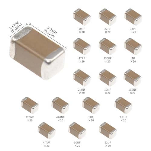 1206 SMD Capacitor 10PF-22uF 50V ±10% mlcc Ceramic Kits 16Values
