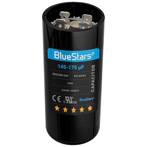 [2025 Upgraded] BlueStars 145-175 uf MFD 220-250 Round Motor Start Capacitor CD60 AC Single Phase Capacitors 50/60 Hz - Fit Air Conditioner Motors Starting, Pool Pump, Well Pump and Electric Motor - size: 145-175 MFD 220-250 VAC