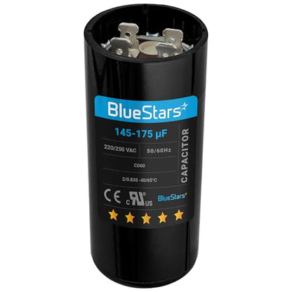 [2025 Upgraded] BlueStars 145-175 uf MFD 220-250 Round Motor Start Capacitor CD60 AC Single Phase Capacitors 50/60 Hz - Fit Air Conditioner Motors Starting, Pool Pump, Well Pump and Electric Motor - size: 145-175 MFD 220-250 VAC
