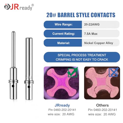 JRready ST6461 Deutsch DTM Connector Kit with Crimping Tool & Pin Removal Tools, DTM 2/3/4/6 Pin Waterproof Wire Connectors, Size 20 Solid Contacts 20-22AWG for Automotive ECU Sensor Wiring - size: DTM Kit with Crimper